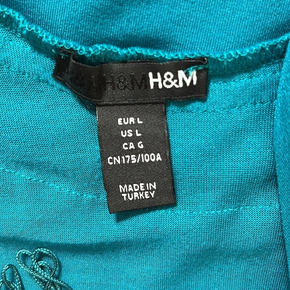 H&M teal Blue Fringe Dress Flapper Great Costume Large - Picture 6 of 8